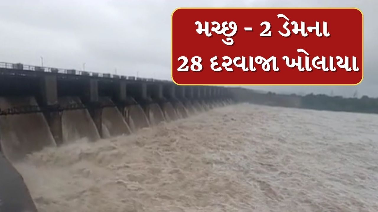 Morbi Rain : ઉપરવાસમાં ખાબક્યો ધોધમાર વરસાદ, મચ્છુ-2 ડેમના એક સાથે 28 દરવાજા ખોલાયા, જુઓ Video