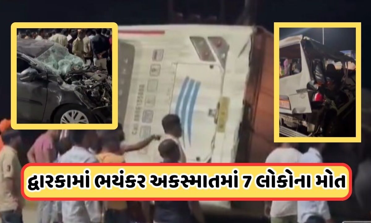 Accident: દ્વારકાના બરડીયા નજીક ભયંકર અકસ્માત, 7 લોકોના મોત, 14 ઘાયલ